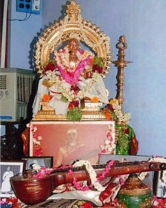 Dikshitar's idol with the veena he used in the forefront.