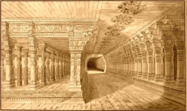 Rameshvaram corridor 1840 Drawn by Lieuts Jenkins and Whelpdale and Ravanat Naig.