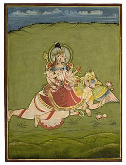 lakshmi_on_garuda_mewar_circa_1820_a_goddess_on_a_tiger_marwar_circa_1_d5360652h