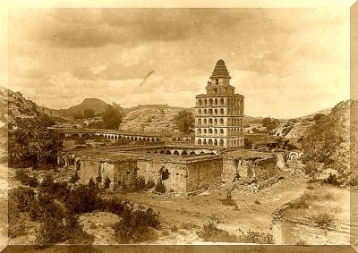 Gingee Kalyana Mahal at Gingee sepia
